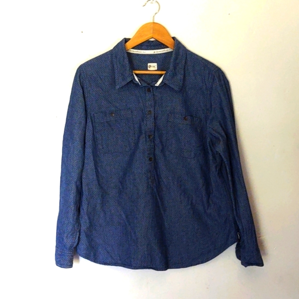 Toms Chambray Popover Long sleeve Top sz XL women's